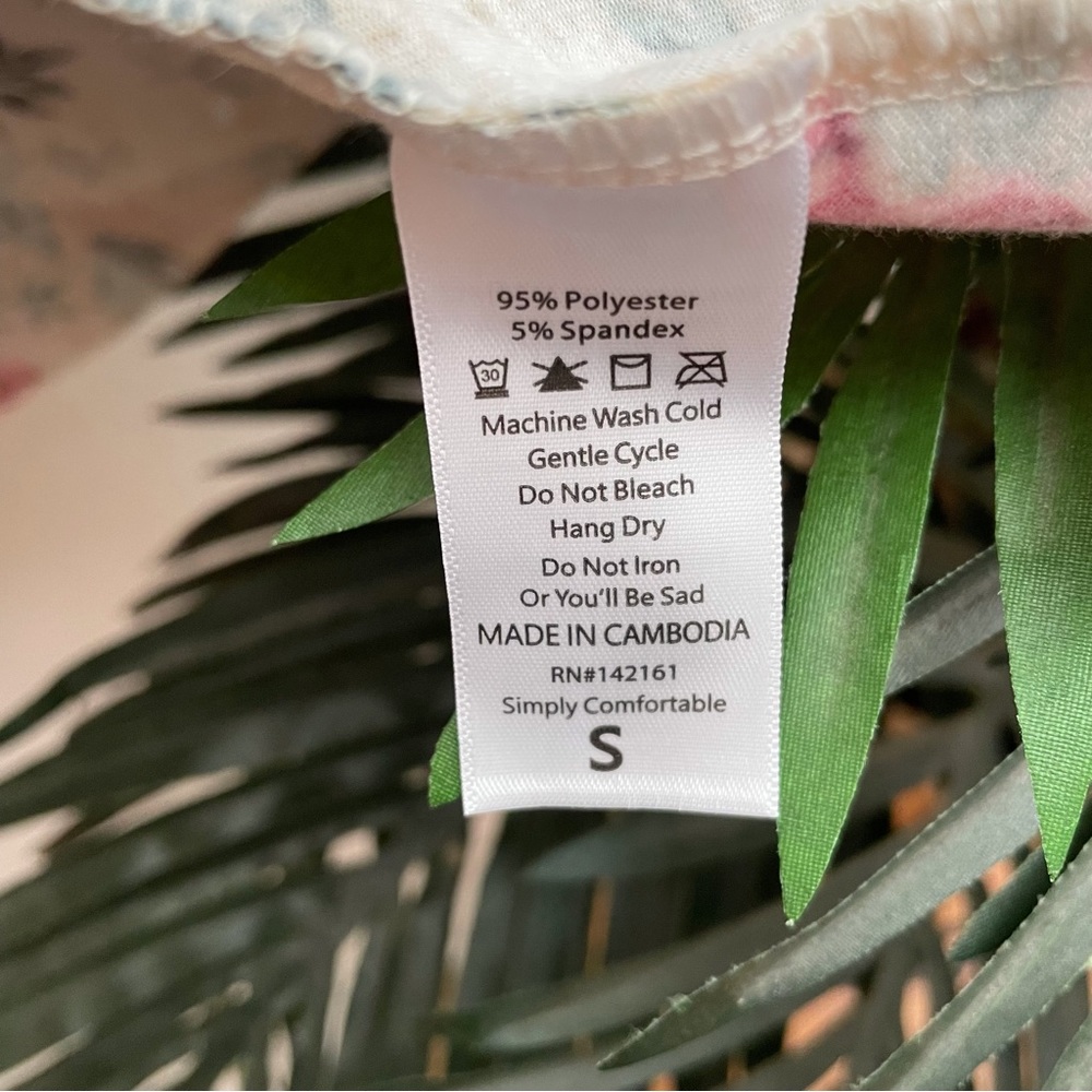 LuLaRoe Nikki NWT Women’s Small Tank Dress, Pink flowers, Green leaves, Pockets - Picture 6 of 8